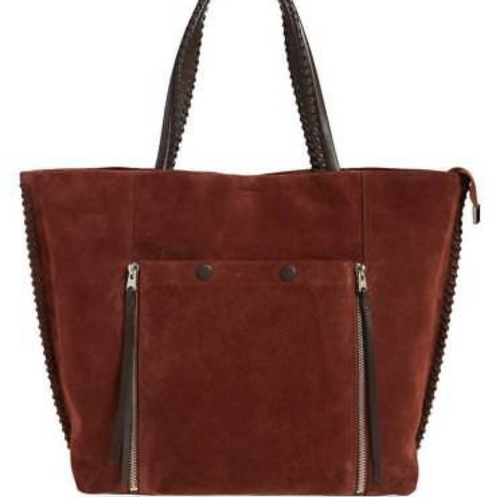 allsaints • fleur de lis suede shoulder tote
